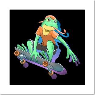 Skateboarding Frog Posters and Art